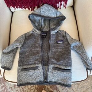 Patagonia Gray Hooded Fleece, 6-12 mo